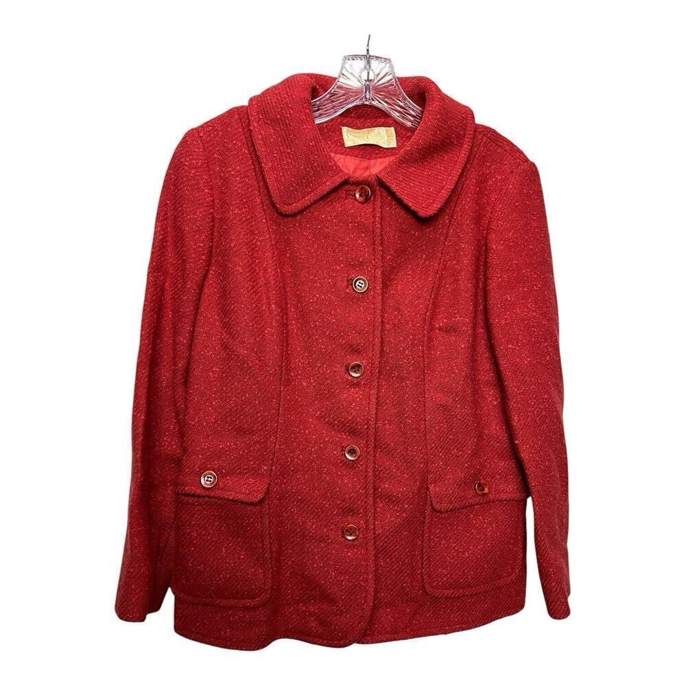 vtg 60s 70s Pendleton Virgin Wool Jacket Sz 16 Fucshia Pink